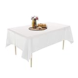 Puricon 6 Stück Einweg Tischdecke aus Kunststoff 137 x 274 cm, Premium Rechteckige Tischabdeckung Gartentischdecke für Gastronomie, Feste, Party, Hochzeiten oder Haushalt -Weiß