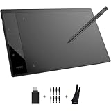 Grafiktablett VEIKK A30 V2 mit 4 Sensortasten und einem Gestenpad, 10x6 Zoll Pen Tablet mit Batterielosem Stift und 8192 Professionellen Druckstufen, Kompatibel mit Win/Linux/Android/M