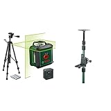 Bosch Kreuzlinienlaser UniversalLevel 360 Set (Horizontale 360°-Laserlinie + vertikale Laserlinie, grüner Laser, 4x AA-Batterien) & P 320, Schutztasche (Regulierbare Höhe 128-320 cm)