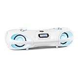 auna Spacewoofer DAB Boombox mit CD-Player - mobiler Lautsprecher, Musikbox, 40 Watt, UKW-Radio, DAB+, Bluetooth, USB, AUX IN, LED-Lichteffekte, Netz- oder Batteriebetrieb, inkl. Fernbedienung, weiß