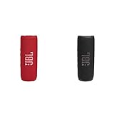 JBL Flip 6 Bluetooth Box in Rot & Flip 6 Bluetooth Box in Schwarz – Wasserdichter, tragbarer Lautsprecher mit 2-Wege-Lautsprechersystem für kraftvollen Sound – Bis zu 12 Stunden