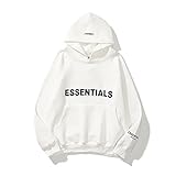 Essentials Hoodie, Doppellinie Geklebte 3D-Buchstaben Hip Hop Paare Pullover Sportbekleidung, Unisex-Fleece-Sweatshirt Mit Kapuze (Color : 1, Size : M)