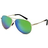 KALIYADI Premium Pilotenbrille für Männer Frauen Polarisierte Sonnenbrille mit 100% UV-Schutz (Goldener Rahmen/Grüne Linse)