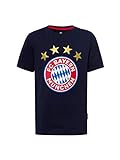 FC Bayern München Kinder T-Shirt Logo Navy/Fanshirt mit großem FCB-Emblem / 164