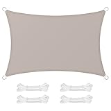 SONGMICS Sonnensegel, 2 x 3 m, wasserabweisend, Wassersäule 665 mm, reißfestes Polyester, UV-Schutz 93%, Terrasse, Garten, Balkon, rechteckig, 2 m Seile, Taupe GSH23T