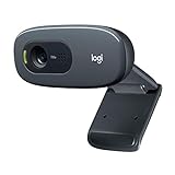 Logitech C270 Webcam, HD 720p, 60° Sichtfeld, Fester Fokus, Belichtungskorrektur, USB-Anschluss, Rauschunterdrückung, Universalhalterung, Für Skype, FaceTime, Hangouts, etc., PC/Mac/Android/Chromebook