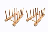 Efbock Tellerregal Halter für Küchenschränke, Bambus-Holz, Schneidebrett Tablett Geschirrständer Abtropfgestell, Küchenschrank Organizer für Teller/Tasse/Topfdeckel (2, 4 Fächer)