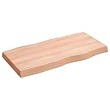 Massivholz Tischplatte Baumkante Massivholzplatte Baumkanten Holz Platte Ersatztischplatte Holzplatte für Heimwerker, Arbeitsplatten & Tische, 80x40x6 cm Massivholz Eiche Behandelt Baumk