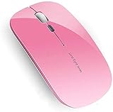 Uiosmuph U5 Kabellose Maus, 2.4Ghz Funkmaus wiederaufladbar leise Wireless Mouse Schnurlos Kabellos Optische Maus mit USB Nano Empfänger Typ C-Adapter für PC/Tablet/Laptop Windows/Mac(Rosa)