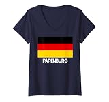 Damen PAPENBURG Deutschland Deutsche Flagge Männer Frauen T-Shirt mit V