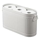 mDesign Ersatzrollenhalter für 6 Rollen Toilettenpapier – geräumiger Klopapierhalter im Retro-Design aus Metall – stilvolle Toilettenpapier Aufbewahrung für das Bad oder Gäste-WC – grau