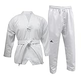 adidas Kinder/Erwachsene WT Taekwondo Student Dobok ohne Streifen Kampfsport WTF Kinder Uniform 150 cm weiß