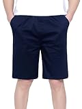 CAMLAKEE Jungen Chino Shorts Kinder Kurze Hosen Freizeit Bermuda Jungs Chinoshorts mit Elastische Taille Navy DE: 164-170 (Herstellergröße 170)