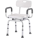 YQOHSM Duschstuhl Für Ältere Menschen, Hochleistungs-Schwebe-Sitzhöhe Einstellbar, Mit Waffen Und Rückenrückgang Rutschfeste Füße