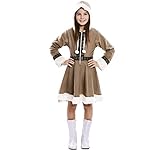 EUROCARNAVALES Eskimo-Kostüm für Mädchen Faschingskostüm braun - 98/104 (3-4 Jahre)