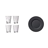 Villeroy & Boch - Dressed Up Wasserglas-Set, 4 tlg, 310 ml, Kristallglas, spülmaschinengeeignet & Manufacture Rock Frühstücksteller, 22 cm, Premium Porzellan, schwarz