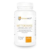 FürstenMED® Nattokinase Hochdosiert Kapseln (20.000 FU/g) + Bromelain (660 GDU) + OPC + Vitamin C + Folat im Komplex - 90 Natto Kapseln (Vegan) & ohne unerwünschte Zusatzstoffe
