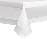 Damast Tischdecke Größe wählbar - Gastro Edition Weiss Eckig 140 x 240 cm Tischdecke mit Atlaskante aus 100% Baumw