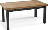 WFL GROUP Moderner Rechteckiger Ausziehbarer Esstisch - Platzsparend - Schwarze Holzbeine - 200 bis 300 cm - Hergestellt in EU (Eiche Wotan, 200 x 100 cm)
