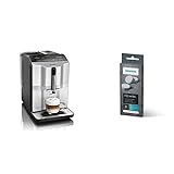 Siemens Kaffeevollautomat EQ.300 TI353501DE,1300 W, silber & Reinigungstabletten TZ80001A, 10 Stück, Kaffeeöl-Rückstände ideal entfernen Weiß