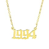 Personalisierbare Halskette mit altenglischen Zahlen, Anhänger für Damen, Geburtsjahr 1980 2020, Geschenk für Mädchen, Geburtstag, Valentinstag, Hochzeit, Jahrestag, Abschluss.