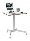 Leitz Ergo Compact Workstation Kleiner Höhenverstellbarer Sitz-/Steh-Schreibtisch, 80 x 60 cm, Mobiles Stehpult mit Rollen, Belastbar bis 20 kg, Für Büros, Desk Sharing, Home Office, Weiß, 65360001