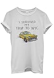 I Survived My Trip to NYC New York Yellow Taxi USA Holiday T Shirt Herren Damen Unisex Top T-Shirt Gr. M, weiß