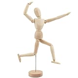 Kurtzy Gliederpuppe aus Holz 30,5cm Holzpuppe Menschlicher Körper Mannequin mit Ständer - Verstellbare Glieder Puppe Zeichenpuppe Schneiderpuppe Holzmännchen zum Zeichnen, Malen, Kunst, Modellfigur