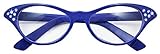 Das Kostümland - Fifties Cat Eye Brille Diamond - Blau - Zubehör 50er 60er Jahre Party Kostüm