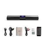 EUKKIC Kabellose Bluetooth 5.0 Soundbar Subwoofer Audio Lautsprecher FM Heimkino Soundbar mit Bunten Lichtern