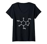 Damen Koffein Molekül Kaffeeliebhaber Lustige Chemie T-Shirt mit V-Ausschnitt