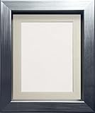 Frame Company Mirabelle Bilderrahmen aus Holz, gebürstet, mit elfenbeinfarbenem V-Nut-Passepartout, 101,6 x 76,2 cm, für Bildgröße A1 (33,1 x 23,4), verschiedene Größen und Passep