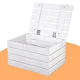 Obstkisten-online Weiße Holztruhe mit Deckel - 48x36x28 cm - NEU - Kinderzimmer mit Spielzeugkiste weiß, für Lego, Decken, Kuscheltiere & mehr