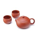 ufengke Handgemachte Yixing Zisha Tee Set, Große Kapazität Keramik Xishi Teekanne mit 2 Teetassen, 10oz/300ml