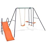 Wyygyq. Swing Set mit Rutsche und 3 Sitzen Sport Metall Outdoor Backyard Spielplatz WFE Kinder Kleinkinder Kinder spielen (Color : A, Size : One size)