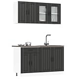 Juroupi 4-TLG. Küchenschrank-Set KüChenschrank Kitchen Cabinets Buffetschrank KüChe Kalmar Schwarz Holzwerkstoff - 3314862