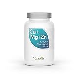 CALCIUM + MAGNESIUM + ZINK, erstklassiger Mineralkomplex für Knochen, Muskeln, Haut und Haare, mit hochwertigem Kalziumcitrat, Magnesiumcitrat und Zinkcitrat, 100% natürlich (100 Tabletten)