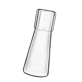 Eolaks Bedside Night Wasserkaraffe mit Glasbecher - Klarglas-Getränkesaft-Wasserkrug mit Becherdeckel - Mundwasserflasche aus Glas, eleganter Glaskrug und passendes Trinkglas dient gleichzeitig