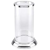 H.Bauer jun. Kleine runde schmale Silberne Glas Boden-Windlicht-Säule Edelstahl Ø 15 cm Höhe 22 cm - Deko Kerzenhalter & Kerzenständer für große Stumpenk
