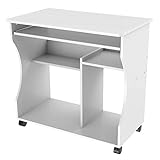 Yaheetech mobiler Schreibtisch Computertisch Arbeitstisch PC-Tisch Büromöbel mit 4 Ablageflächen Weiß