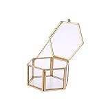 Schmuckschatulle Aus Metall Und Glas,Schmuckbox,Hexagon Geometrisches Schmuckschatulle Aus Glas Box Für Ringe Ohrringe