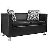 vidaXL 2-Sitzer Sofa Couch Loungesofa Relaxsofa Relaxcouch Kunstleder Schwarz