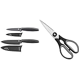 WMF Touch Messerset 2-teilig, Küchenmesser mit Schutzhülle, Spezialklingenstahl antihaftbeschichtet, schwarz & Touch Küchenschere 21 cm, Haushaltsschere mit Sägeschliff, schwarz