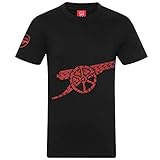 Arsenal FC - Herren T-Shirt mit Grafik-Print - Offizielles Merchandise - Geschenk für Fußballfans - Schwarz mit Kanonen-Wappen - L