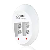 BONAI 9V Block Akku Ladegerät 2 Slot LED Batterieladegerät Schnell Akkuladegerät für 9V Li-Ion/NI-MH/NI-CD Wiederaufladbare Batterien