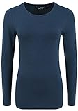 OXMO Marie Damen Longsleeve Langarmshirt Shirt mit Rundhalsausschnitt, Größe:M, Farbe:Total Eclipse (194010)