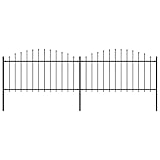 gartenzaun holz,gartenzäune,Gartenzaun mit Speerspitzen Stahl (1,25-1,5) x 3,4 m SchwarzGeeignet für Gärten, Zäune, Ästhetik