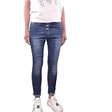 Jewelly Damen Stretch Jeans| Boyfriend Hose mit sichtbarer Knopfleiste| New Back Look (Denim, XS)