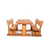 Mega Holz Massive Sitzgarnitur - Gartengarnitur - Aus heimischer Kiefer - Mit Holzschutzlasur behandelt (120 cm)