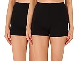 Merry Style Damen Shorts Radlerhose Unterhose Hotpants Kurze Hose Boxershorts aus Baumwolle 2Pack MS10-358(2Pack Schwarz/Schwarz,L)
